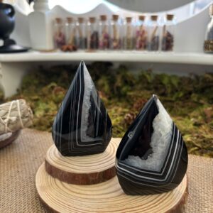 Agate Noire & Quartz, Forme libre 