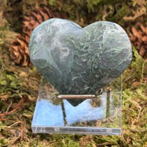 Cœur Agate Mousse Druzy + Support