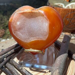 Cœur Cornaline Druzy + Support
