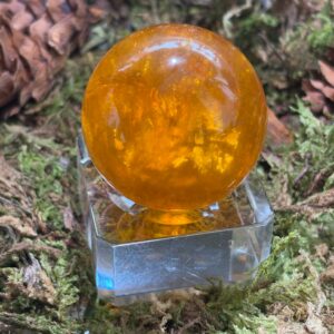 Petite Sphère Fluorine Jaune & Mica + Support