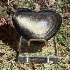 Cœur Obsidienne Dorée + Support