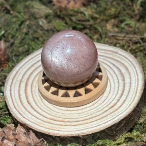 Petite Sphère Pierre de Lune Orange & Pierre de Soleil + Support