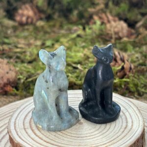 Chat Sphynx (Labradorite ou Obsidienne Noire Mat)