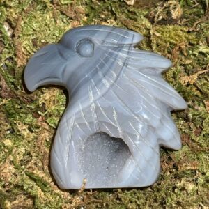 Aigle, Agate Rubanée Bleue Druzy