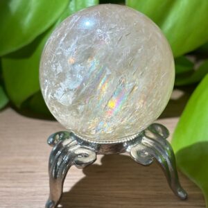 Sphère Calcite Miel + Support