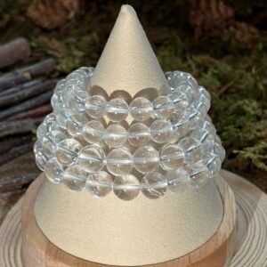 Bracelet Cristal de Roche – perles rondes (8 ou 10 mm)