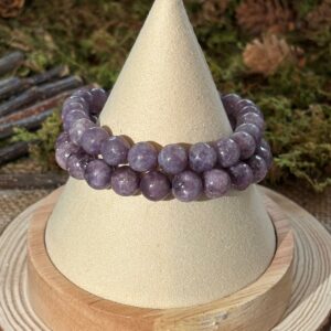Bracelet Lépidolite – perles rondes (8 mm)