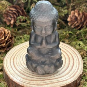 Bouddha, Obsidienne Argentée