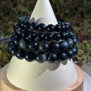 Bracelet Obsidienne Œil Céleste – perles rondes (8 ou 10 mm)