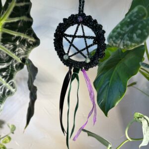 Pentacle Bouclier Scintillant (Fluorine Verte & Violette & Tourmaline Noire)