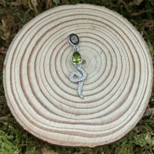 Pendentif Serpent, Péridot & Zirconium, Argent S925