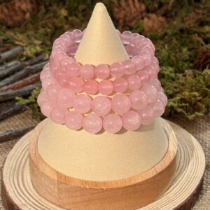 Bracelet Quartz Rose – perles rondes (8 ou 10 mm)