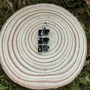 Pendentif Coeurs, Spinelle Noire, Argent S925