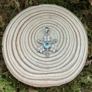 Pendentif Flocon de Neige, Topaze Bleue & Zirconium, Argent S925