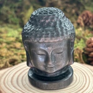 Tête de Bouddha, Obsidienne Argentée