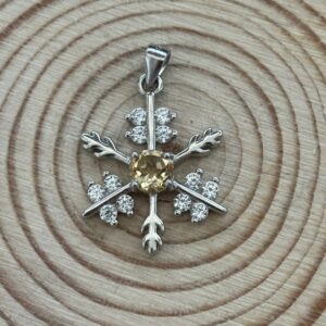 Pendentif Flocon de Neige, Citrine & Zirconium, Argent S925