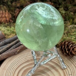 Sphère Fluorine Verte (Green Apple) + Support, Réactif aux UV