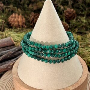 Bracelet Malachite – perles rondes facettées (4 mm)