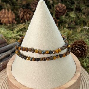 Bracelet Oeil de Tigre – perles rondes facettées (4 mm)