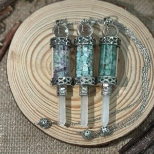 Pendule cylindrique – Pointe en Cristal de Roche