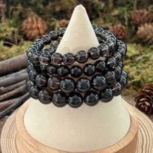 Bracelet Quartz Fumé – perles rondes (8 ou 10 mm)