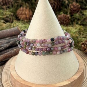 Bracelet Tourmaline Multicolore – perles rondes facettées (4 mm)