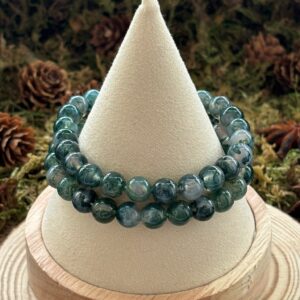Bracelet Agate Mousse – perles rondes (8 mm)