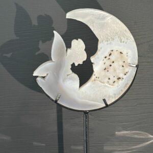 Fée avec Lune, Agate Druzy + Support