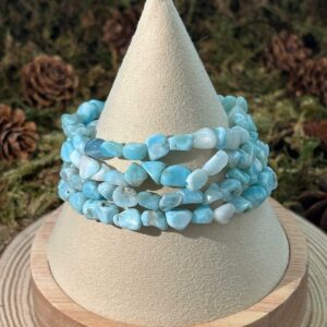 Bracelet Larimar – perles lisses irrégulières