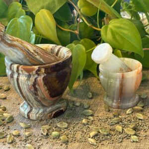 Mortier & pilon en calcite onyx