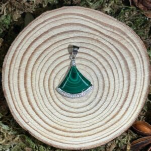 Pendentif Malachite & Zircons , Argent S925