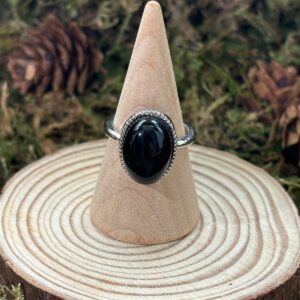 Bague Obsidienne Noire, Argent S925