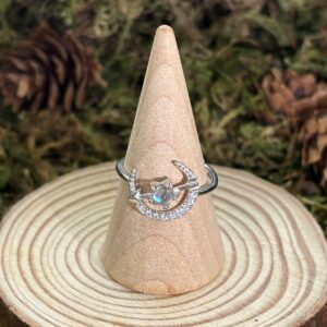 Bague Pierre de Lune, Argent S925 (Lune & étoile)