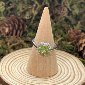 Bague Péridot, Argent S925 (Trèfle)