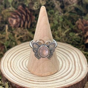 Bague Quartz Rose, Argent S925 (Papillon)
