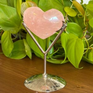 Coeur Quartz Rose + Support
