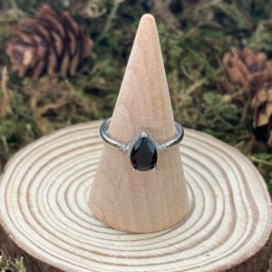 Bague Spinelle Noire, Argent S925 (Goutte)