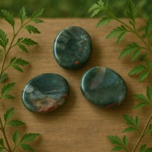 Galet Anti-Stress (Worry Stone) Jaspe Héliotrope (Jaspe Sanguin/ African Blood)