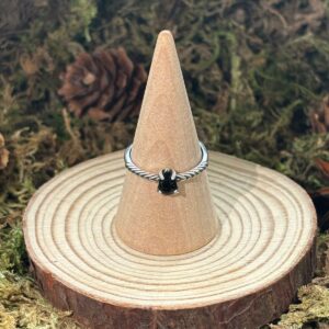 Bague Spinelle Noire, Argent S925 (Goutte)