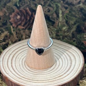 Bague Spinelle Noire, Argent S925 (Coeur)