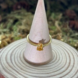 Bague Citrine, Argent S925 Doré (Goutte)