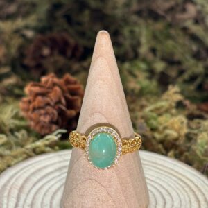 Bague Jade d’Australie, Argent S925 Doré