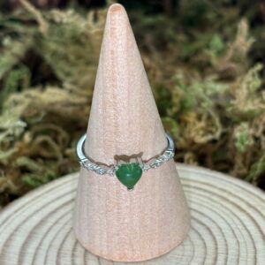 Bague Jade Nephrite, Argent S925 (Coeur)