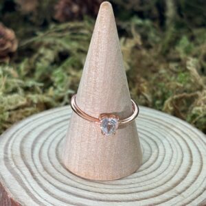 Bague Cristal de Roche, Argent S925 Rose Gold (petit Coeur)