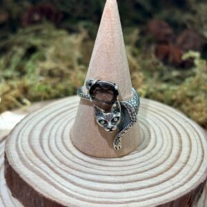 Bague Quartz Fumé, Argent S925 (Chat)