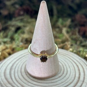 Bague Quartz Fumé, Argent S925 Doré (Cœur)