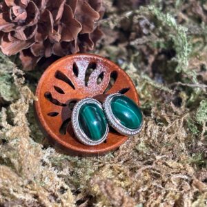 Boucles d’oreilles Malachite, Argent S925