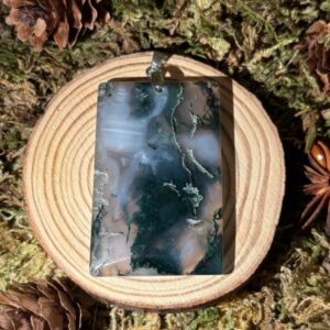 Pendentif Agate Mousse Rectangulaire