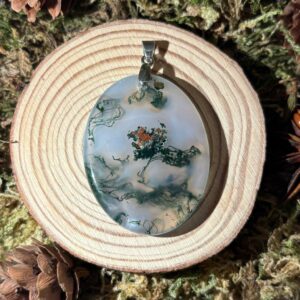 Pendentif Agate Mousse Ovale