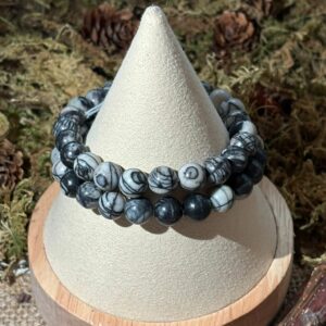 Bracelet Jaspe Araignée – perles rondes (8 mm)